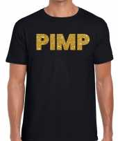 Pimp glitter tekst t-shirt zwart heren
