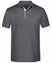 Polo shirt golf pro premium grijs wit heren
