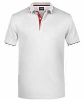 Polo shirt golf pro premium wit rood heren