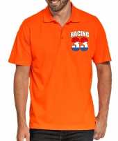 Racing supporter race fan poloshirt borst bedrukking oranje heren