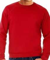 Rode sweater sweatshirt trui raglan mouwen ronde hals heren