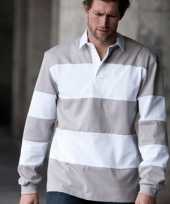 Rugby shirt grijs wit gestreept