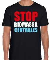 Stop biomassa centrales demonstratie protest t-shirt zwart heren