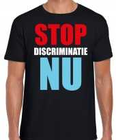 Stop discriminatie nu demonstratie protest t-shirt zwart heren