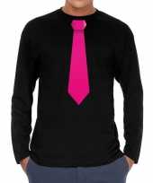 Stropdas roze long sleeve t-shirt zwart heren
