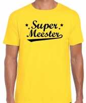 Super meester cadeau t-shirt geel heren