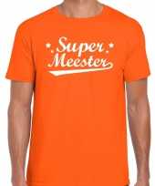 Super meester cadeau t-shirt oranje heren