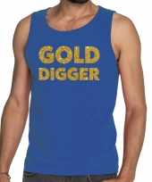 Toppers gold digger glitter tanktop mouwloos shirt blauw heren