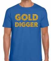 Toppers gold digger glitter tekst t-shirt blauw heren