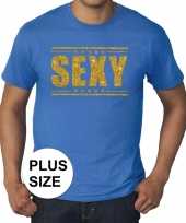 Toppers grote maten sexy t-shirt blauw gouden letters