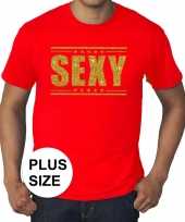 Toppers grote maten sexy t-shirt rood gouden letters