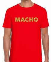 Toppers macho goud glitter tekst t-shirt rood heren