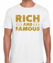 Toppers rich and famous goud glitter tekst t-shirt wit heren