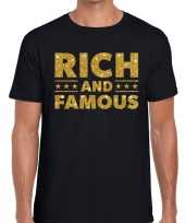 Toppers rich and famous goud glitter tekst t-shirt zwart heren