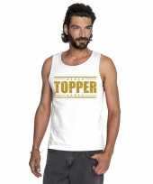 Toppers topper mouwloos shirt wit gouden glitters heren