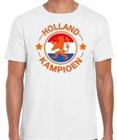 Wit t-shirt holland nederland supporter holland kampioen leeuw ek wk heren