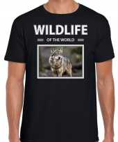 Wolf t-shirt dieren foto wildlife of the world zwart heren 10264295