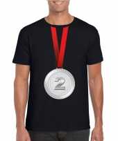 Zilveren medaille kampioen shirt zwart heren