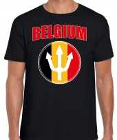 Zwart belgium t-shirt drietand belgie supporter ek wk heren