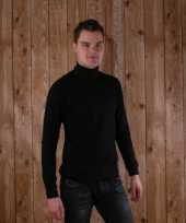 Zwart t shirt col lange mouw heren