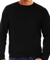 Zwarte sweater sweatshirt trui raglan mouwen ronde hals heren