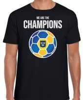 Zweden ek wk supporter t shirt we are the champions zweedse voetbal zwart heren