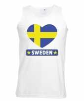 Zweden hart vlag singlet shirt tanktop wit heren