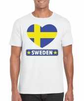 Zweden hart vlag t shirt wit heren