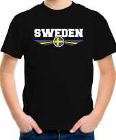 Zweden sweden landen t shirt zwart kids
