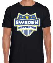 Zweden sweden schild supporter t shirt zwart heren