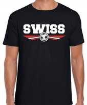 Zwitserland switzerland landen voetbal t shirt zwart heren