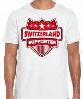 Zwitserland switzerland schild supporter t shirt wit heren
